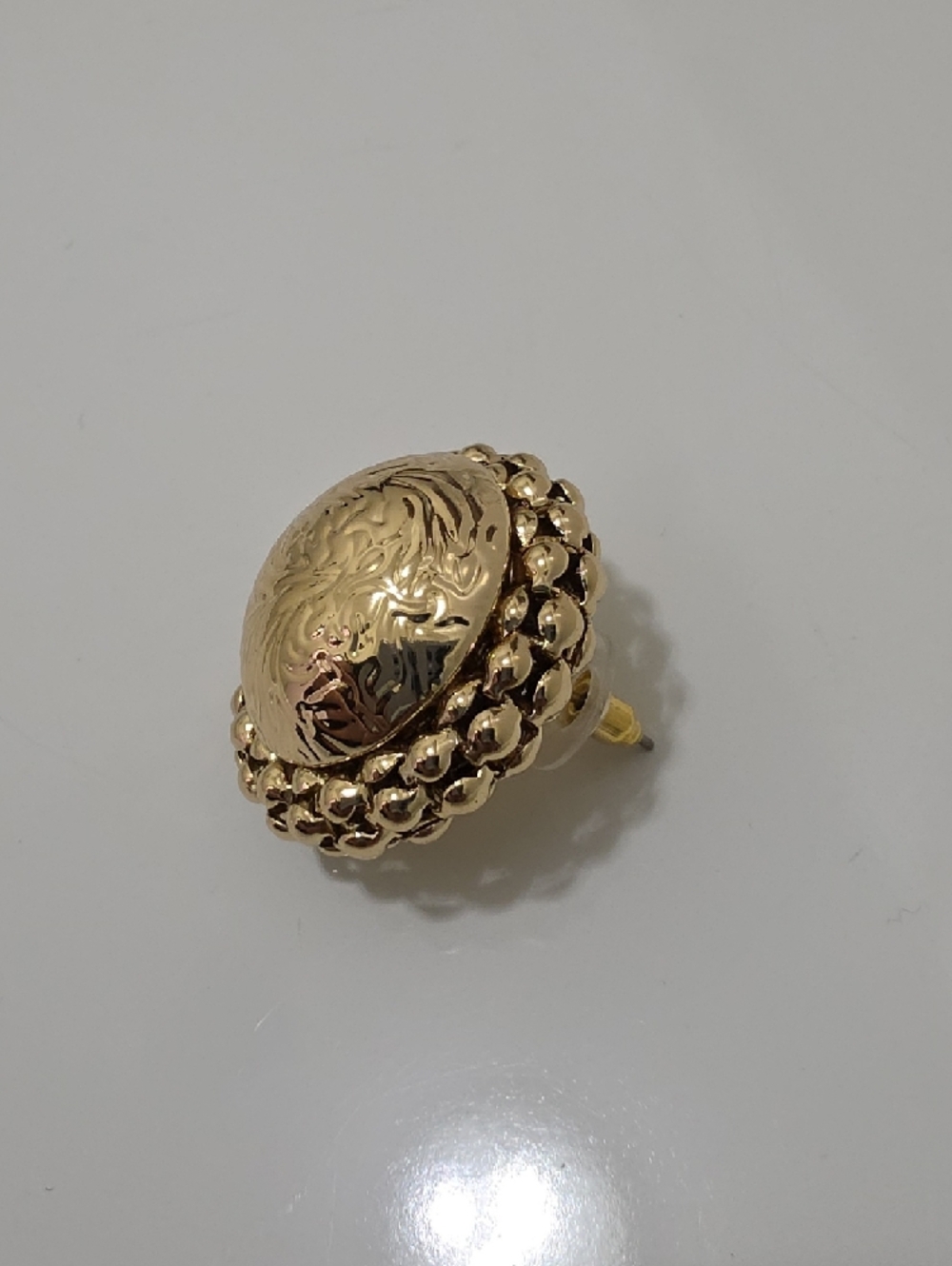 NWOT J Bloom Shiny Gold Textured Round Dome Earrings - Picture 3 of 5